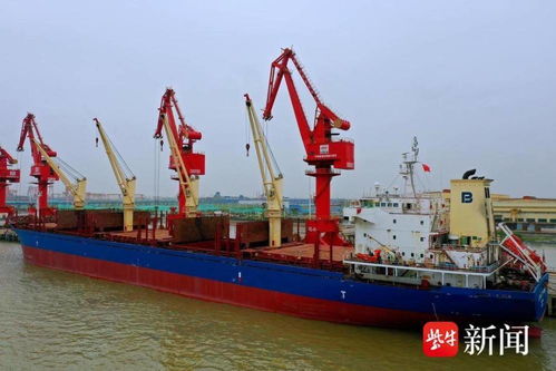 泰州泰兴港七圩公用码头 迎接首艘外贸出口货轮